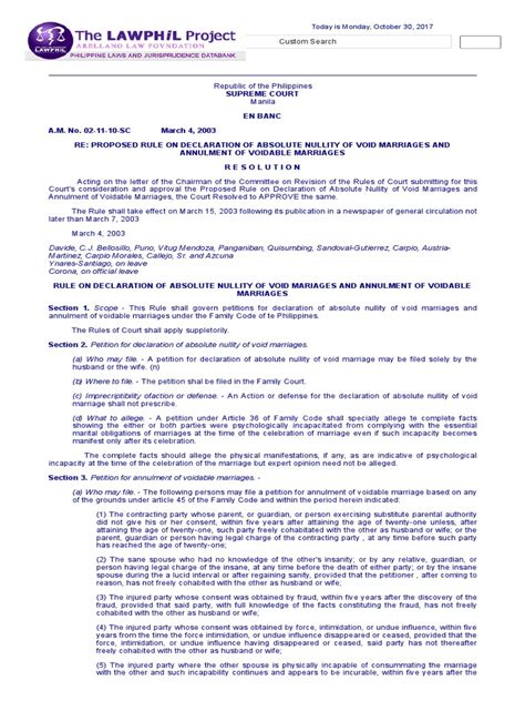 a.m. no. 02-11-10-sc|Re: Proposed Rule on Declaration of Absolute Nullity of Void .